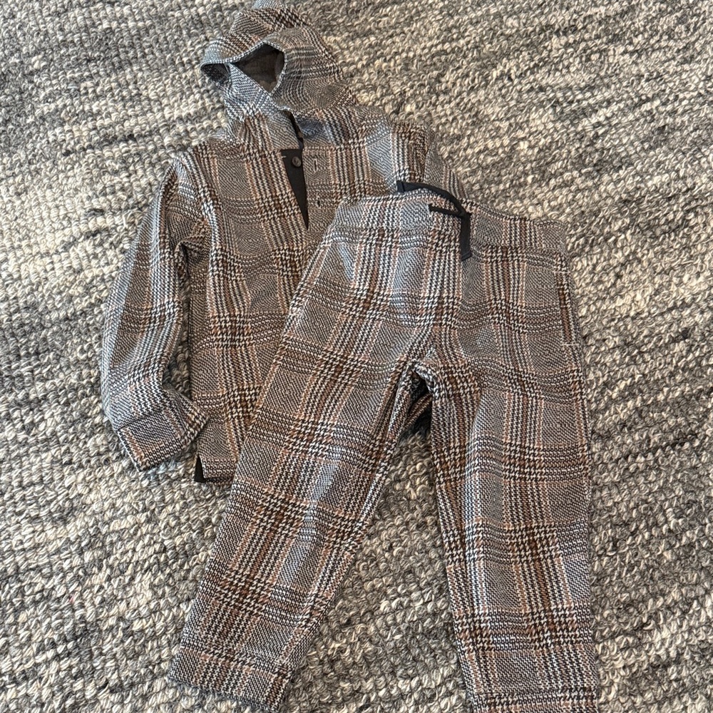 Janie and Jack Plaid Hoodie and Pants Set